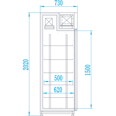 Szafa chłodnicza z agregatem górnym SCh-Z 625/AG | 62,5x70x200 cm | 484 l, rapa