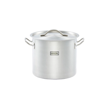 Garnek wysoki z pokrywką, stalowy, fi 240 mm, 9 l | 011245 Gredil