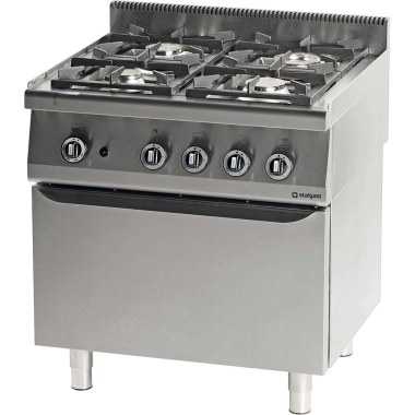 Kuchnia gazowa 4 palnikowa wym. 800x700x850 z piekarnikiem gazowym 22,5+5 kW - G30/31 (propan-butan)