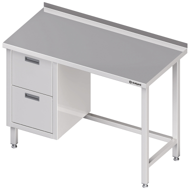Stół przyścienny z blokiem dwóch szuflad (L),bez półki 1000x700x850 mm