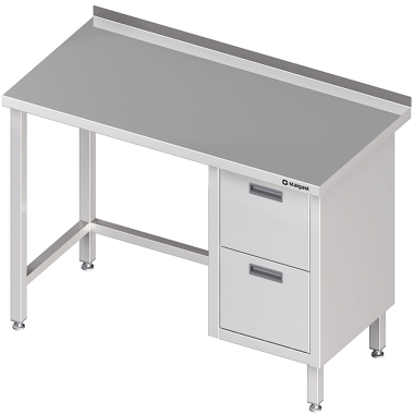 Stół przyścienny z blokiem dwóch szuflad (P),bez półki 800x600x850 mm