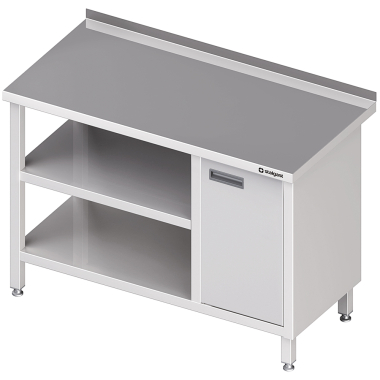 Stół przyścienny z szafką (P),i 2-ma półkami 900x600x850 mm