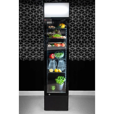 Szafa chłodnicza przeszklona RQ216-BLACK | 160 l | 390x475x1880 mm