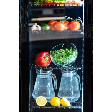 Szafa chłodnicza przeszklona RQ216-BLACK | 160 l | 390x475x1880 mm